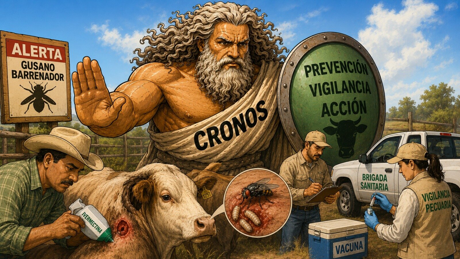 Caricatura editorial... La plaga del gusano barrenador avanza al norte