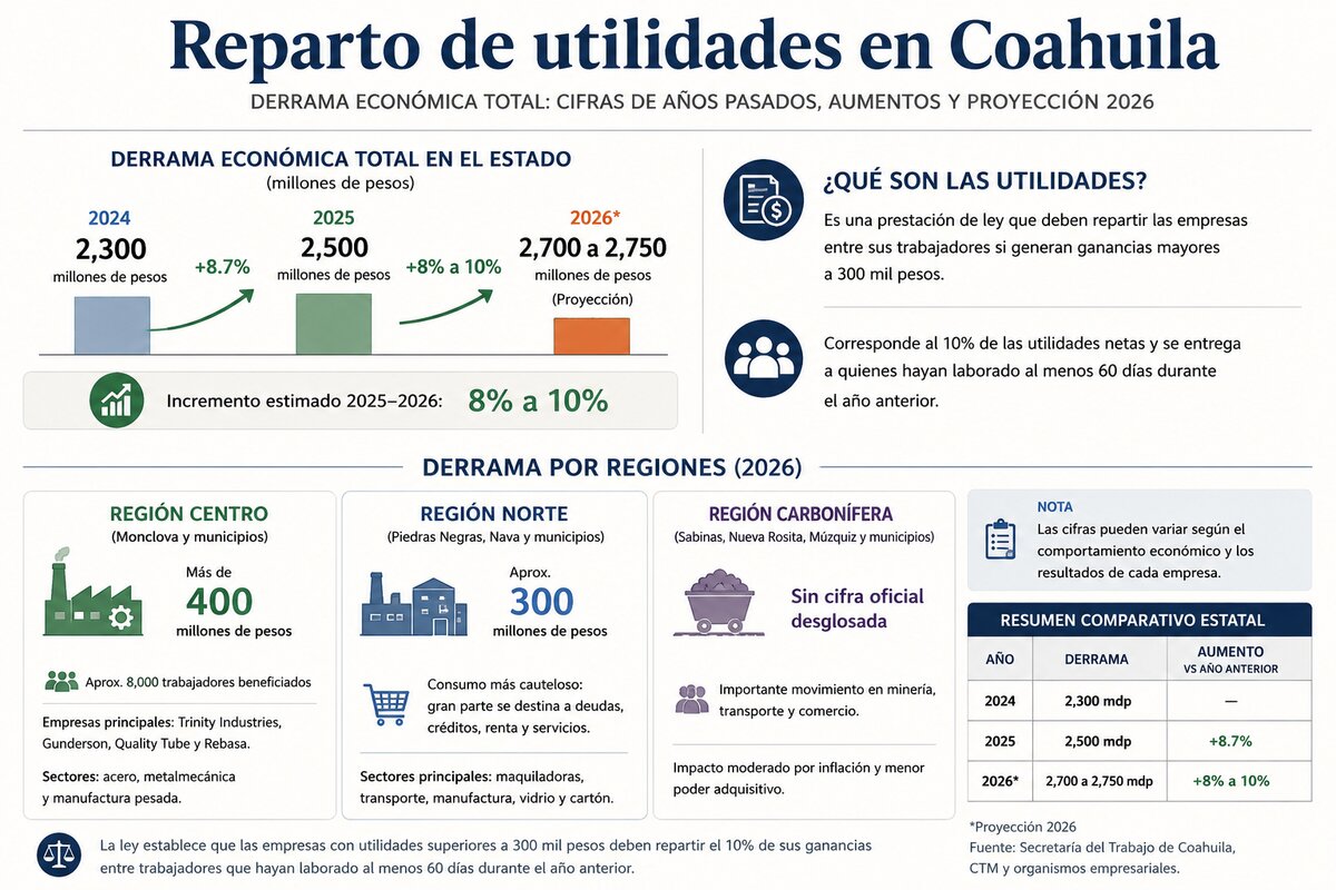 Empresas de Coahuila proyectan hasta 2 mil 750 mdp en utilidades