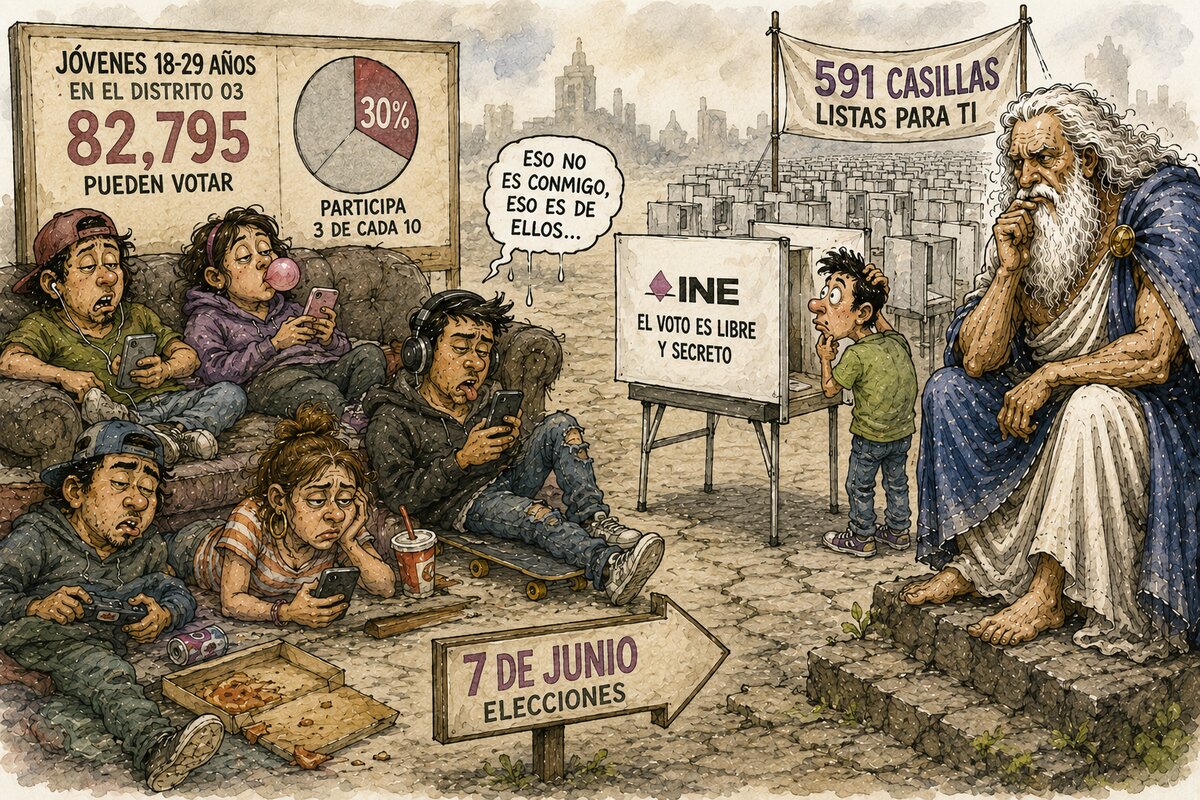 Caricatura editorial - Jóvenes y la apatía electoral