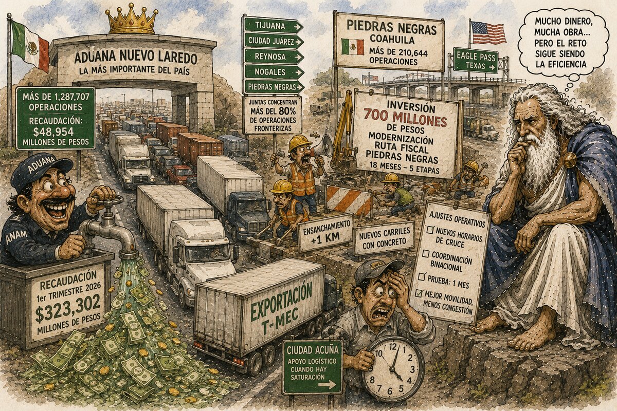 Caricatura editorial - Dinero fluye… tráfico también