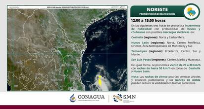 Pronostican lluvias viento y tormentas en Coahuila este lunes hoy