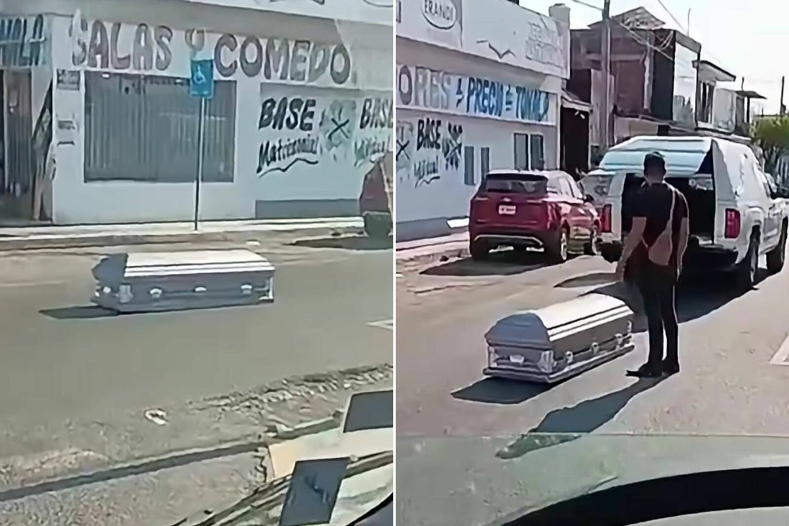 Ataúd se cae de carroza fúnebre en plena vía pública de Colima
