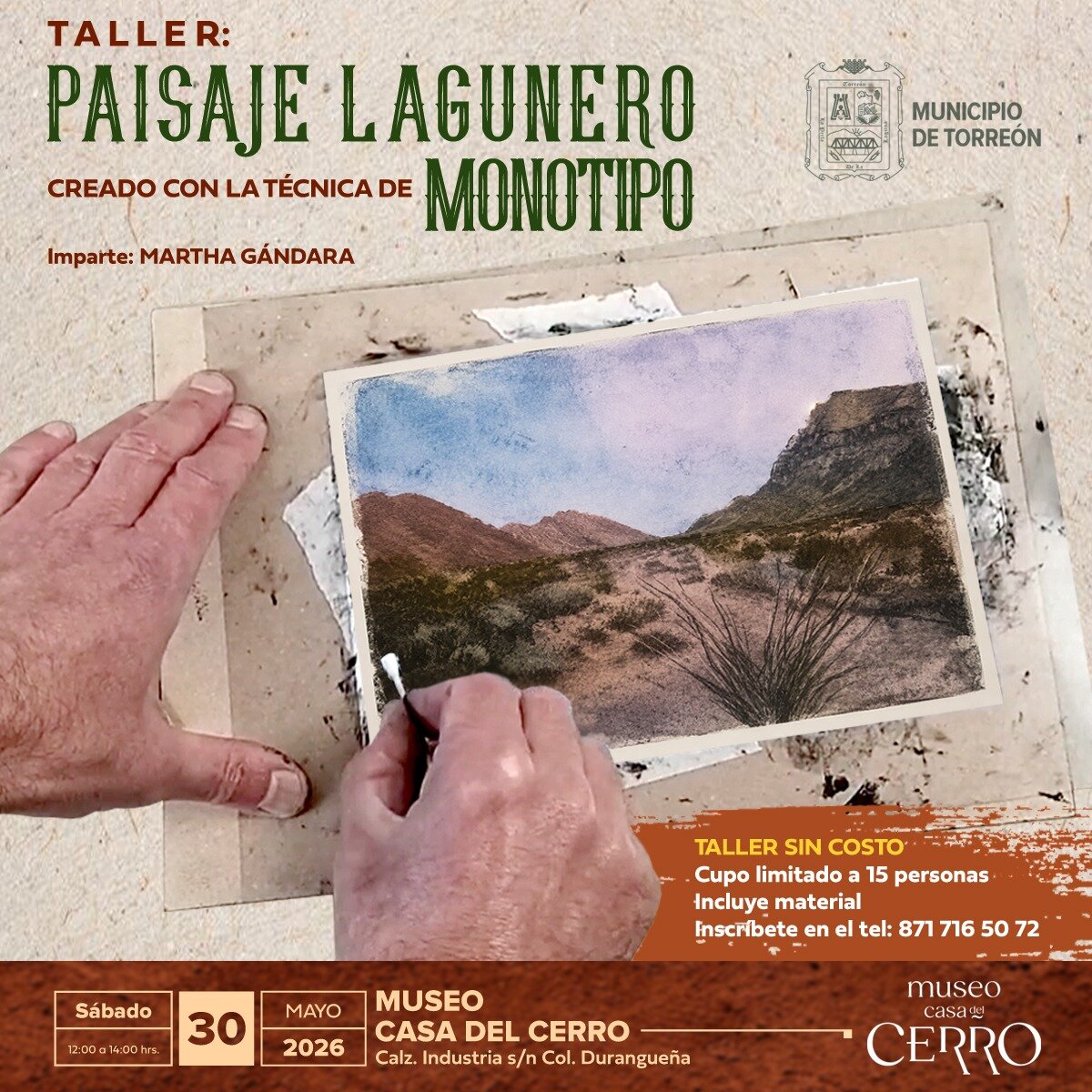 Invita IMCE a taller gratuito de Monotipo en el Museo Casa del Cerro