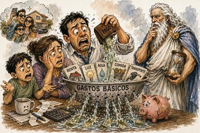 Cronos - Caricatura editorial... Ingresos altos, bolsillos vacíos