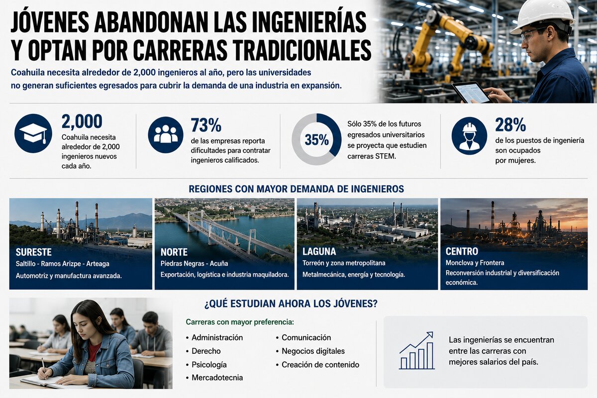 Jóvenes abandonan las ingenierías y optan por carreras tradicionales