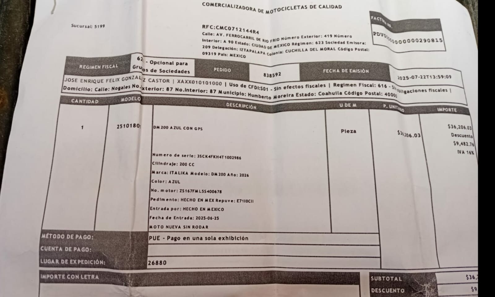 Seguridad Pública de San Juan de Sabinas entrega motocicleta recuperada