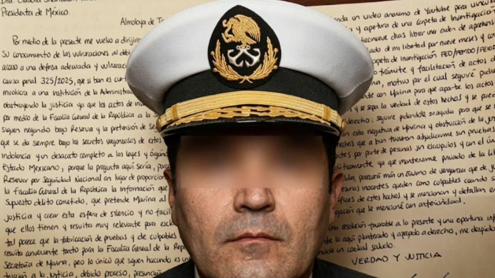 Vicealmirante Farías Laguna envía sexta carta a Sheinbaum desde El Altiplano