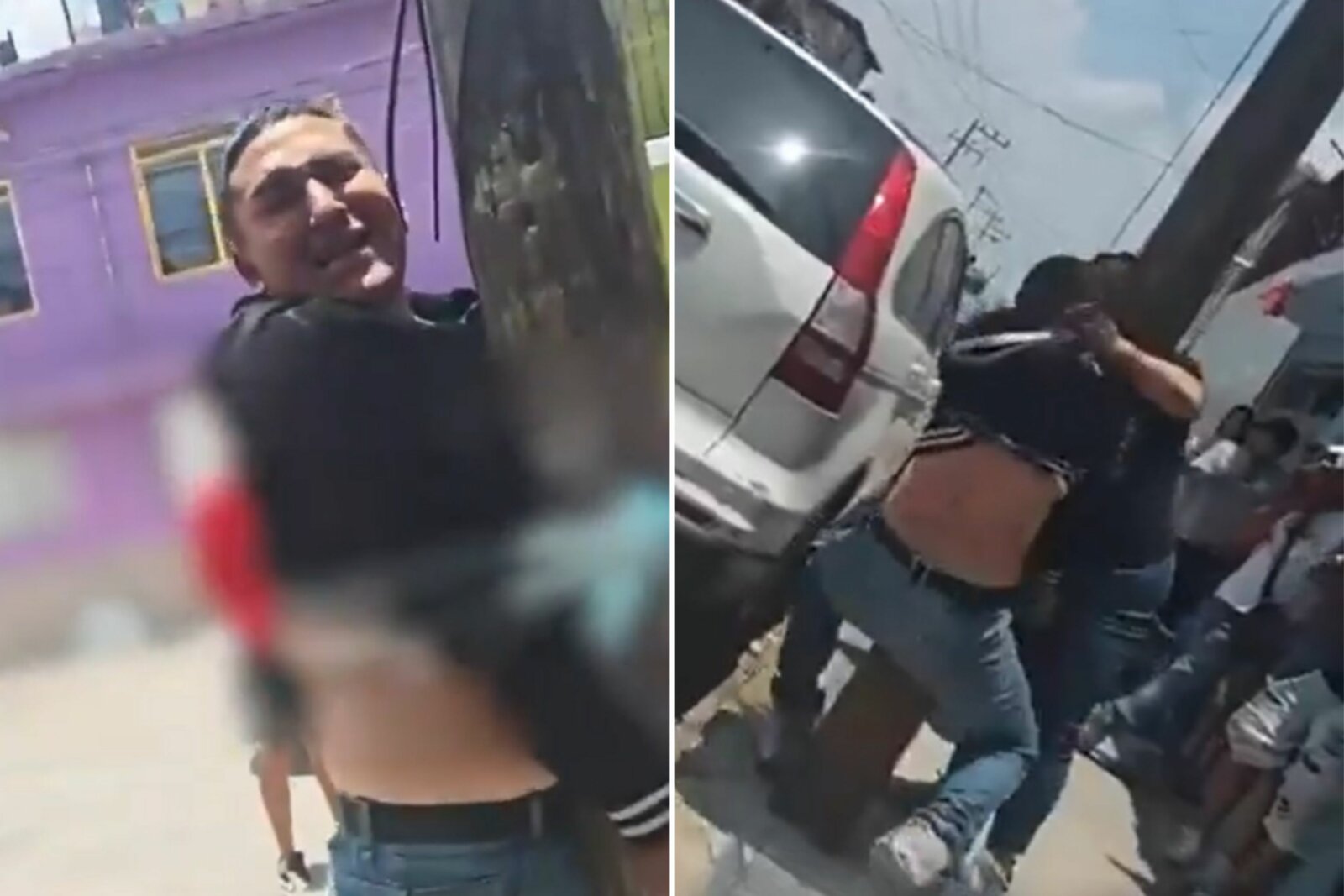 Acusado de robar una bocina, terminó amarrado a un poste y regañado por su madre