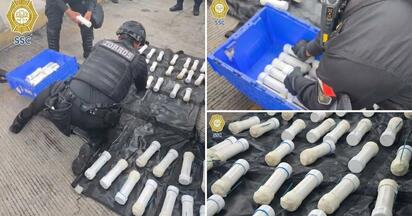 Aseguran 59 explosivos caseros durante revisión de transporte en la México-Cuernavaca
