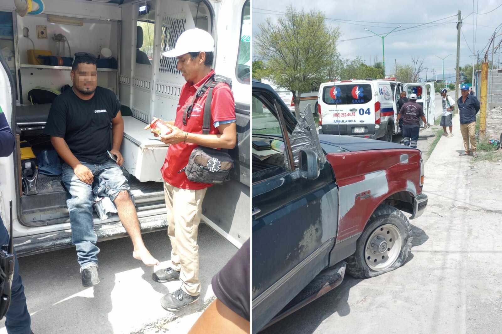 Choque entre camioneta y motocicleta deja dos lesionados en Castaños