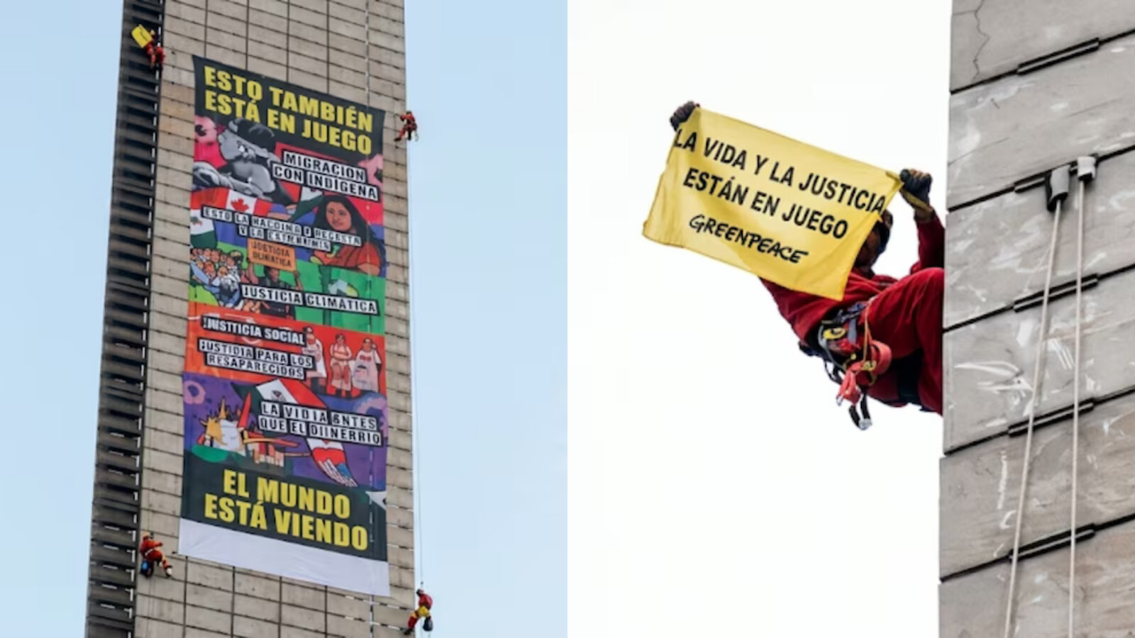 Activistas colocan mensaje social en Reforma antes del Mundial 2026