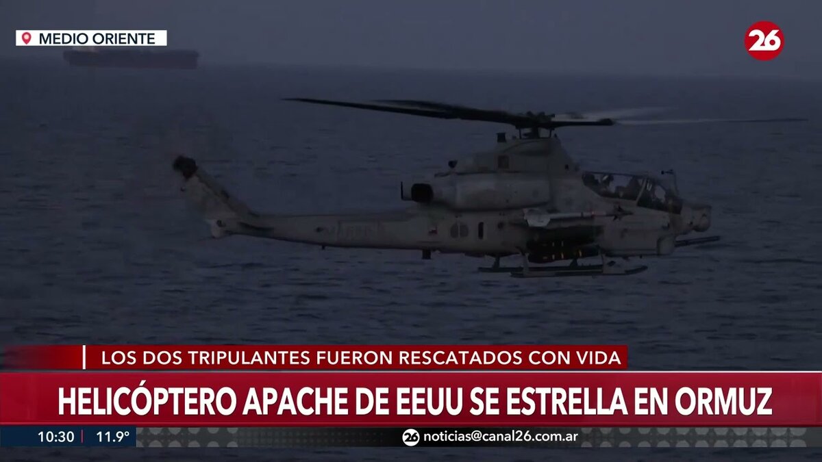 Helicóptero Apache de EU se estrella cerca de Ormuz