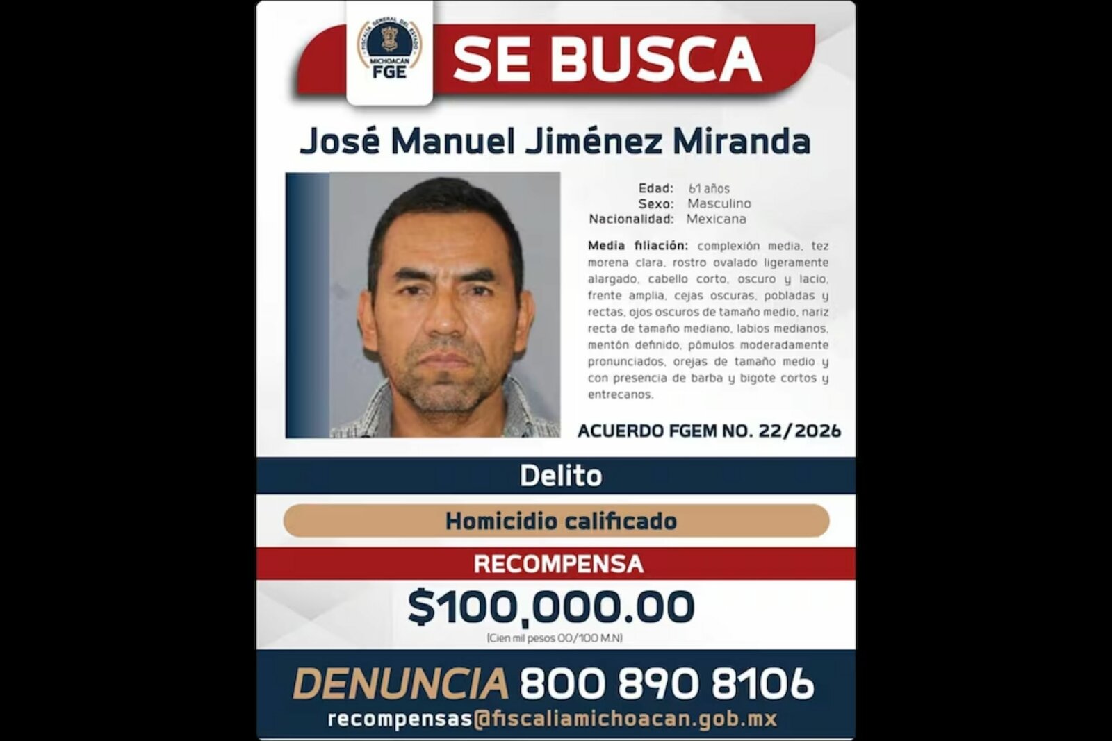 Fiscalía de Michoacán ofrece recompensa por exescolta de Carlos Manzo