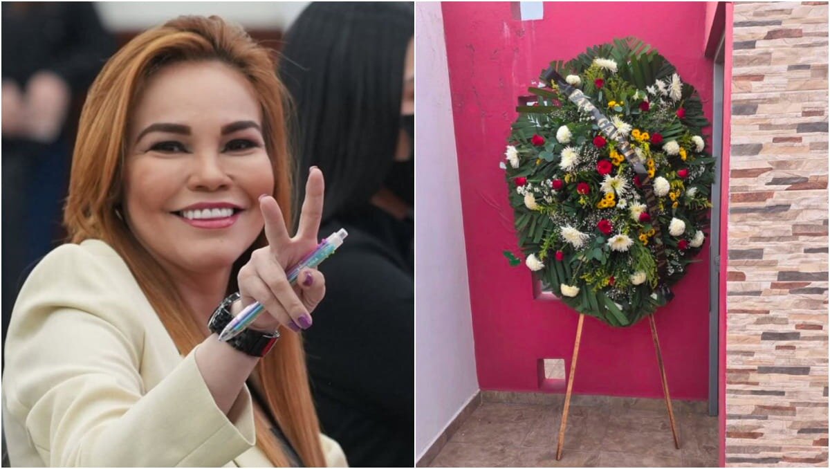 Dejan corona fúnebre en casa de la diputada Paola Gárate en Sinaloa