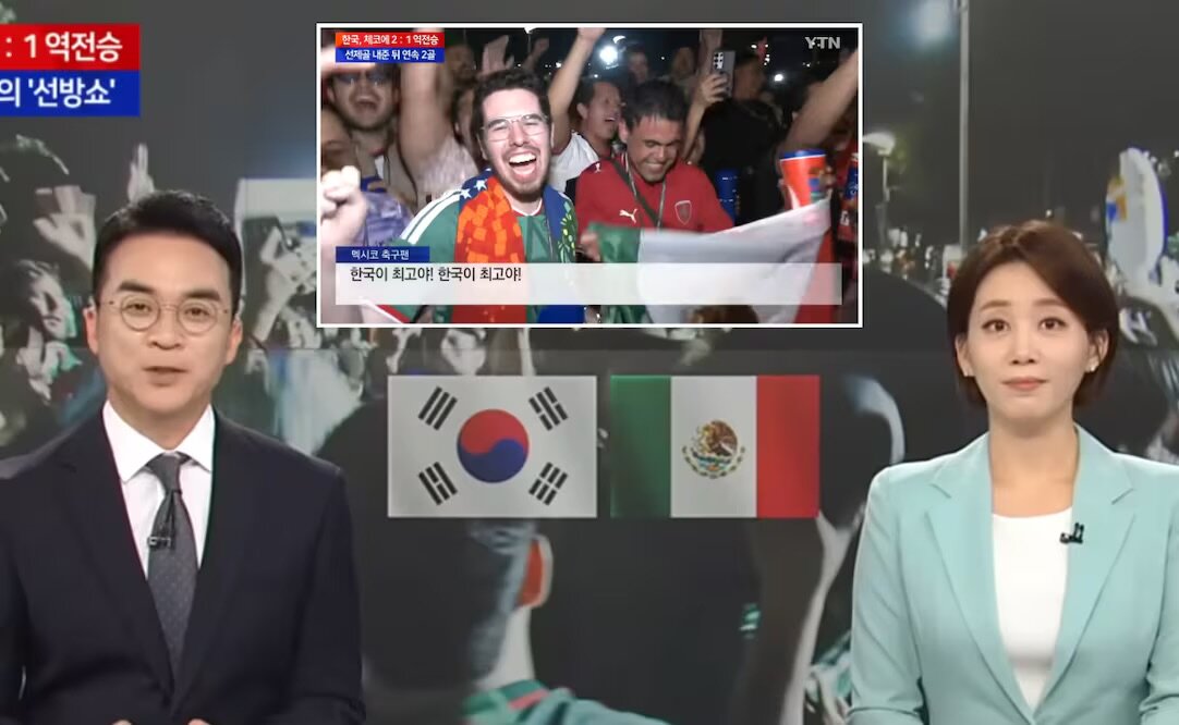Noticiero surcoreano reacciona a porras de la afición mexicana