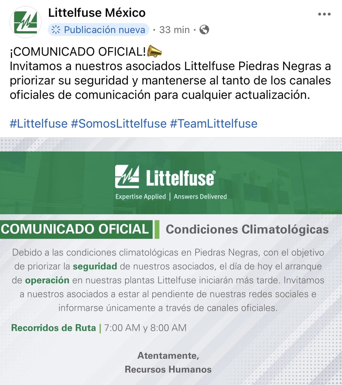 Empresas retrasan ingreso de personal por lluvias en Piedras Negras