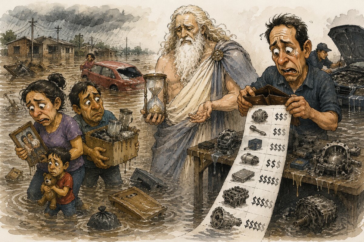 Caricatura editorial... “Cuando baja el agua… sube la cuenta”