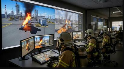 Realidad virtual se usa para simular incendios y emergencias industriales