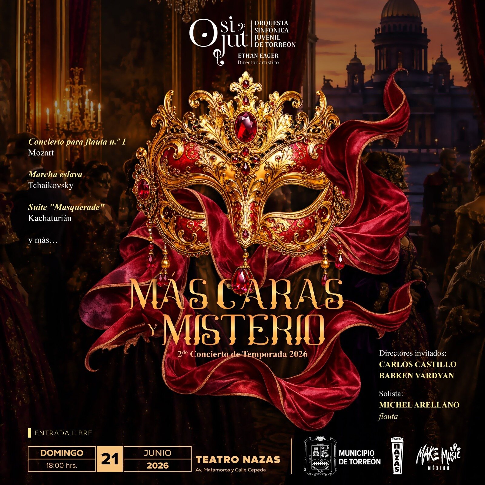 OSIJUT presenta segundo concierto de temporada “Máscaras y Misterio”