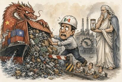 Caricatura editorial... “México frena… pero Asia sigue entrando”