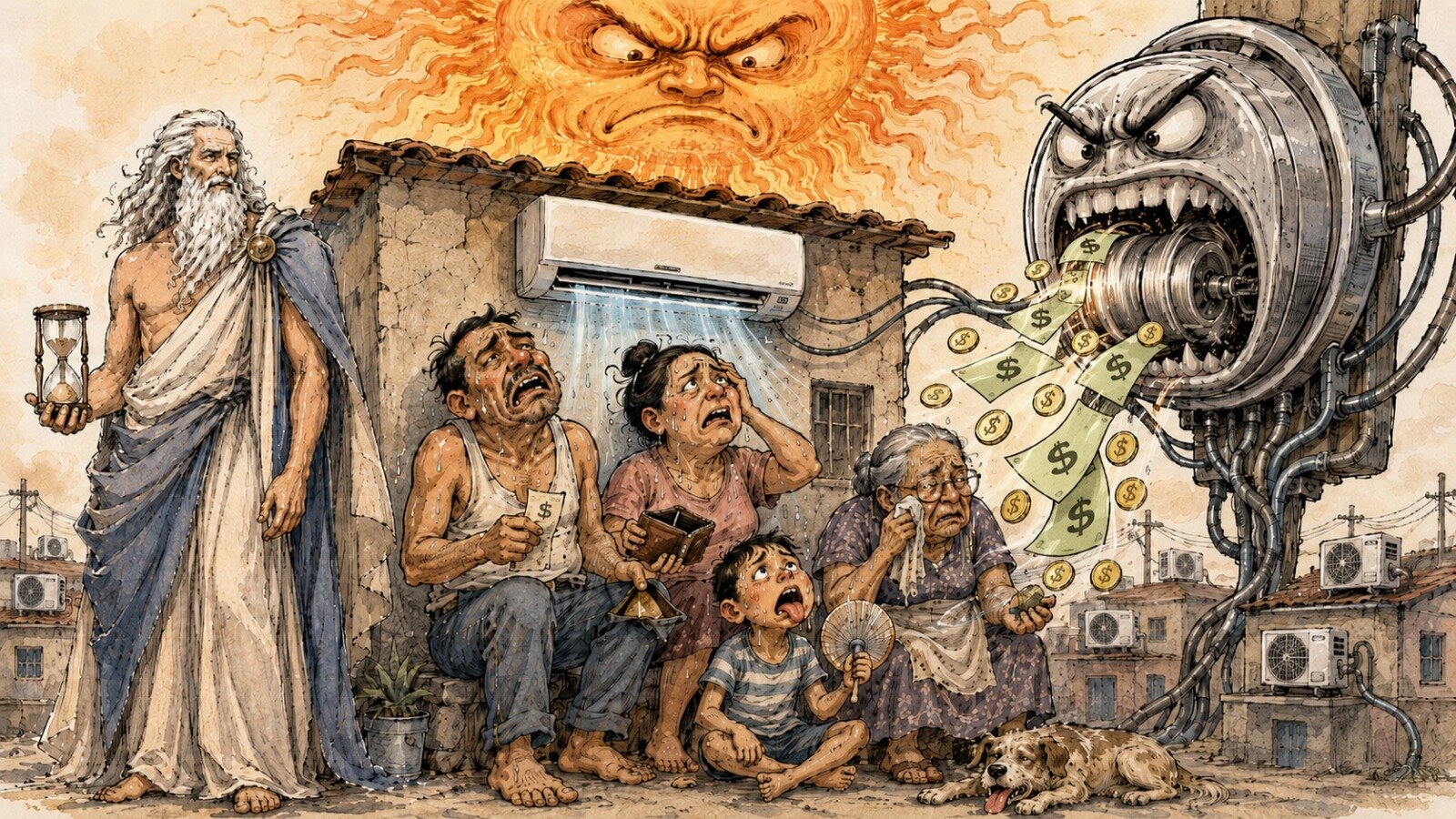 Caricatura editorial... “El sol no perdona, la CFE tampoco”