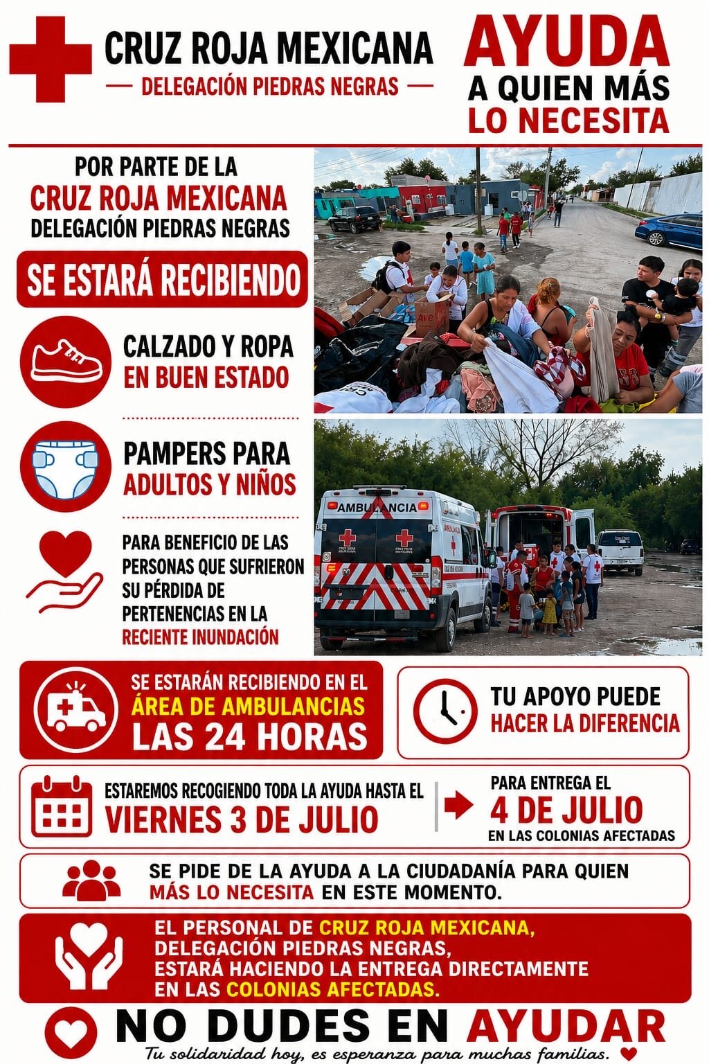 Cruz Roja reabre centro de acopio para apoyar a familias afectadas por lluvias