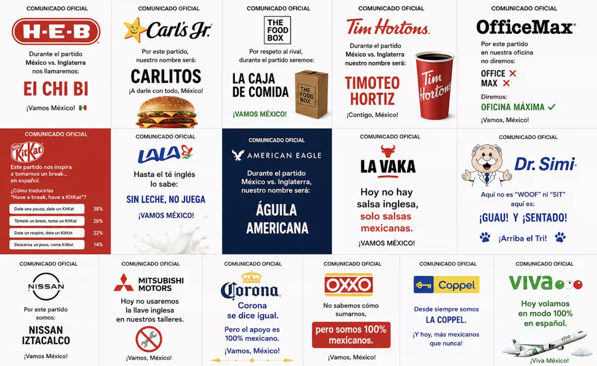El operativo "No Inglés": Marcas cambian sus nombres en apoyo al Tri