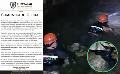Rescatan a dos personas, pero cuatro siguen atrapadas en una gruta de Cuetzalan