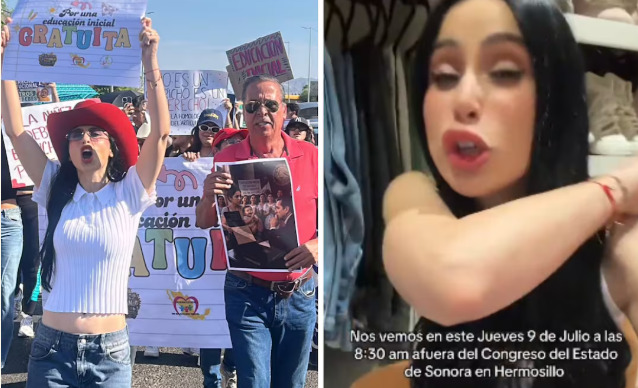 Lupita Villalobos encabeza protesta por educación inicial gratuita en Sonora
