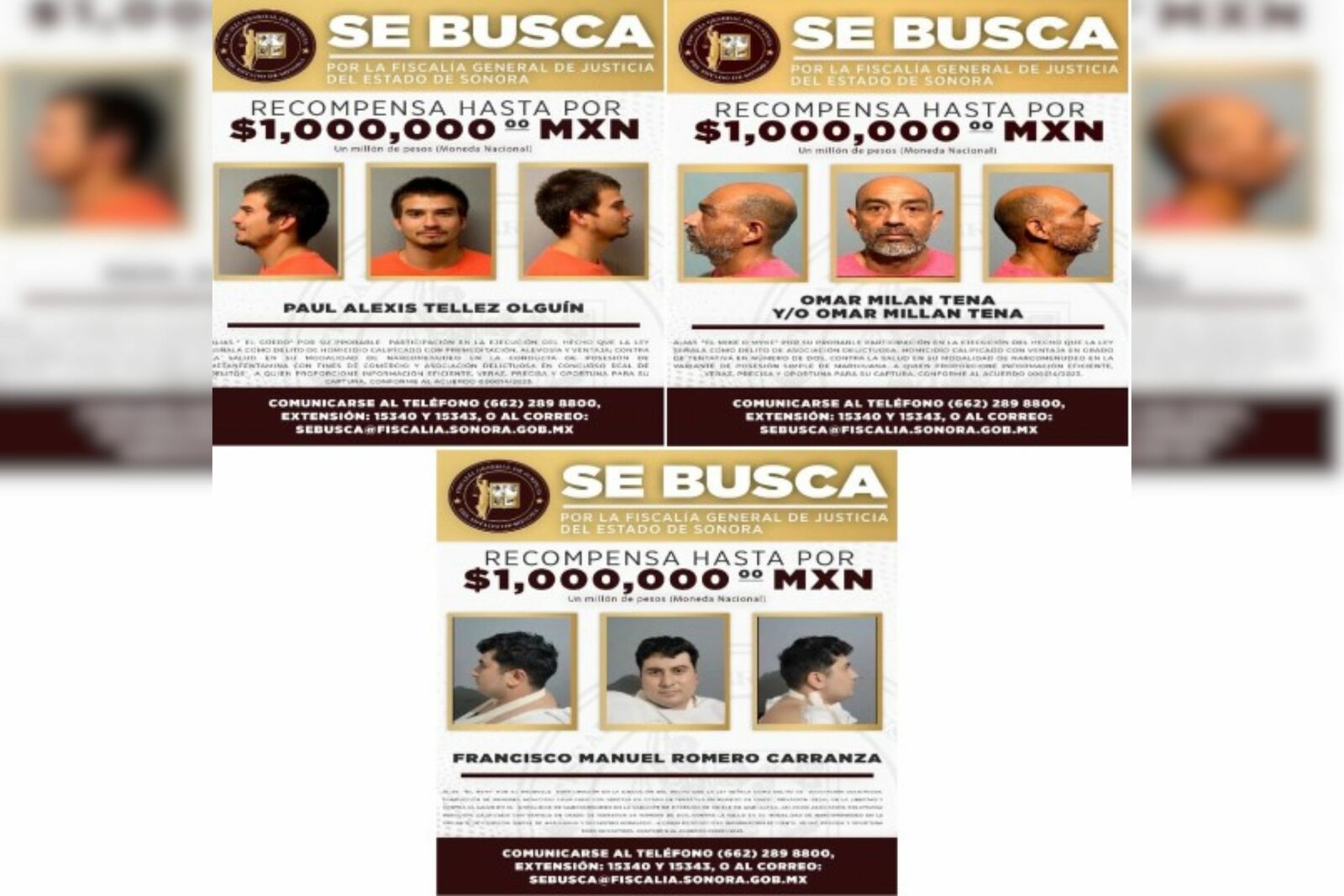 Fiscalía de Sonora ofrece 1 mdp por cada reo fugado del Cereso de Hermosillo