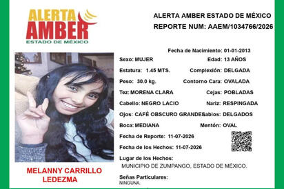 Buscan a Melanny Carrillo Ledezma, menor desaparecida en el Estado de México