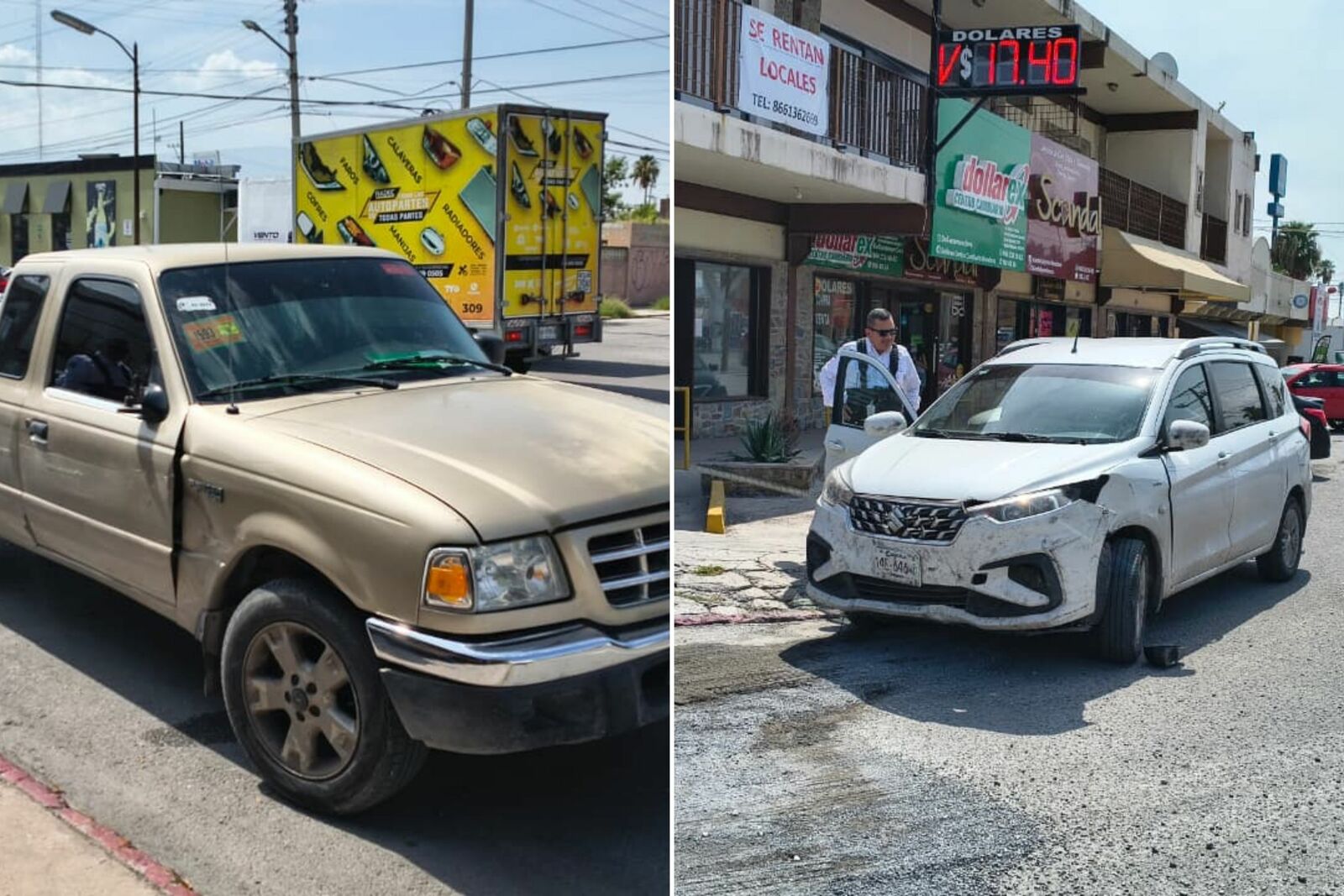 Vuelta en “U” provoca choque entre camionetas en avenida Monterrey