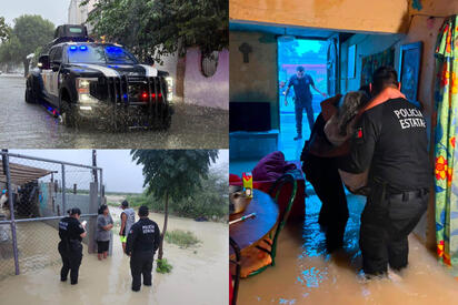 Acuña enfrenta fuertes lluvias; policías salen al rescate de familias afectadas