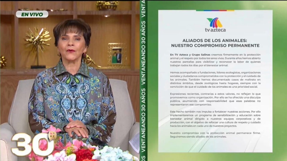 Pati Chapoy da a conocer comunicado de TV Azteca sobre protección animal