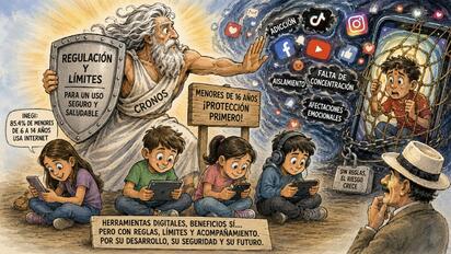 Cronos - Caricatura editorial... Redes sin límites, infancia en riesgo