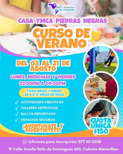 Casa YMCA abre inscripciones para curso de verano dirigido a niñas y niños