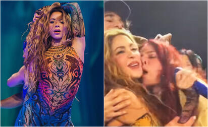 Entre empujones, fan besa en la mejilla a Shakira en concierto