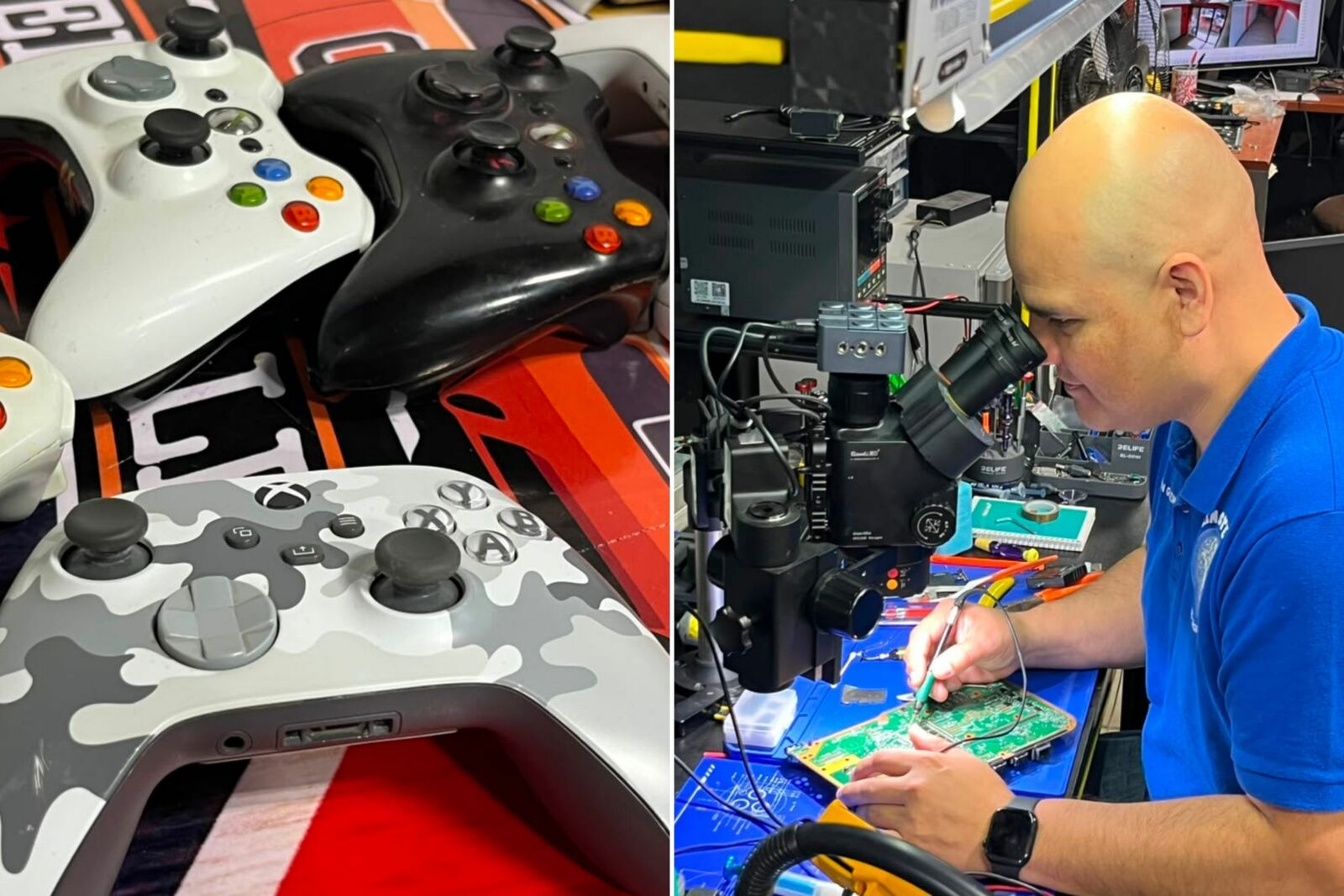 Las consolas que con mayor frecuencia llegan al taller son Xbox, PlayStation 5, PlayStation 4 y Nintendo Switch.  Con el inicio del periodo vacacional,