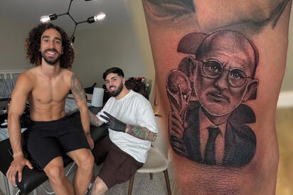 Marc Cucurella se tatúa la cara de Luis de la Fuente por el Mundial 2026