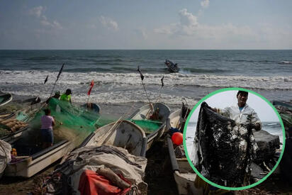 Derrame de hidrocarburos afecta a pescadores de Altamar en Tamaulipas