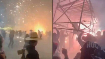 Caos en las fiestas de Xico: Torito de pirotecnia cae sobre multitud