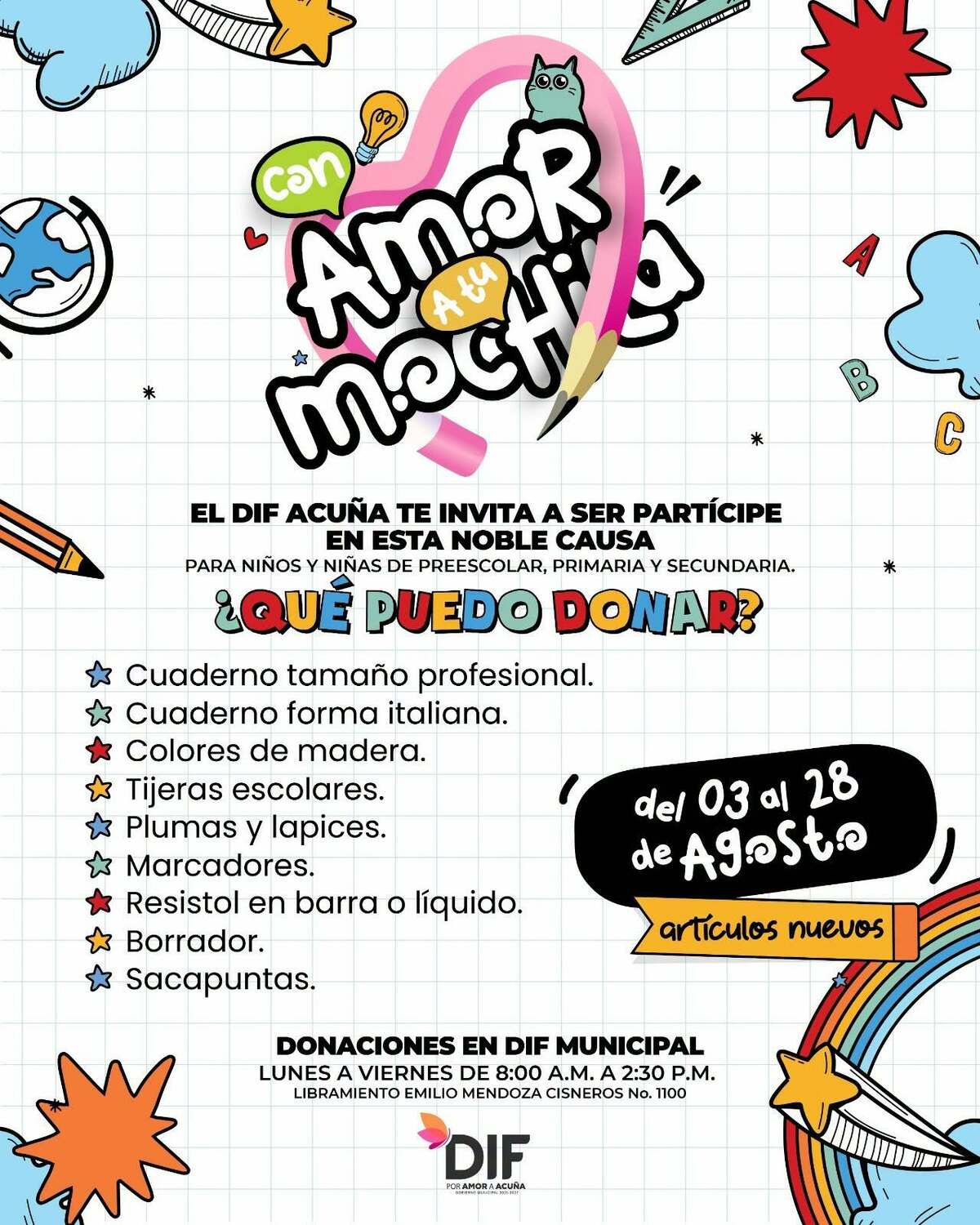 DIF Invitan a la ciudadanía a sumarse con donativos durante todo el mes de agosto.  Con el propósito de apoyar a niñas, niños y adolescentes en situación