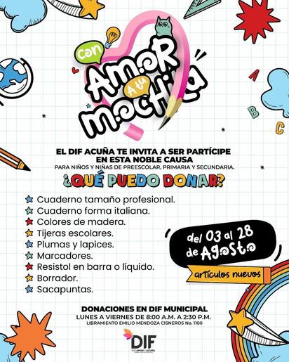 DIF Acuña inicia campaña de recolección de útiles escolares para apoyar a estudiantes vulnerables