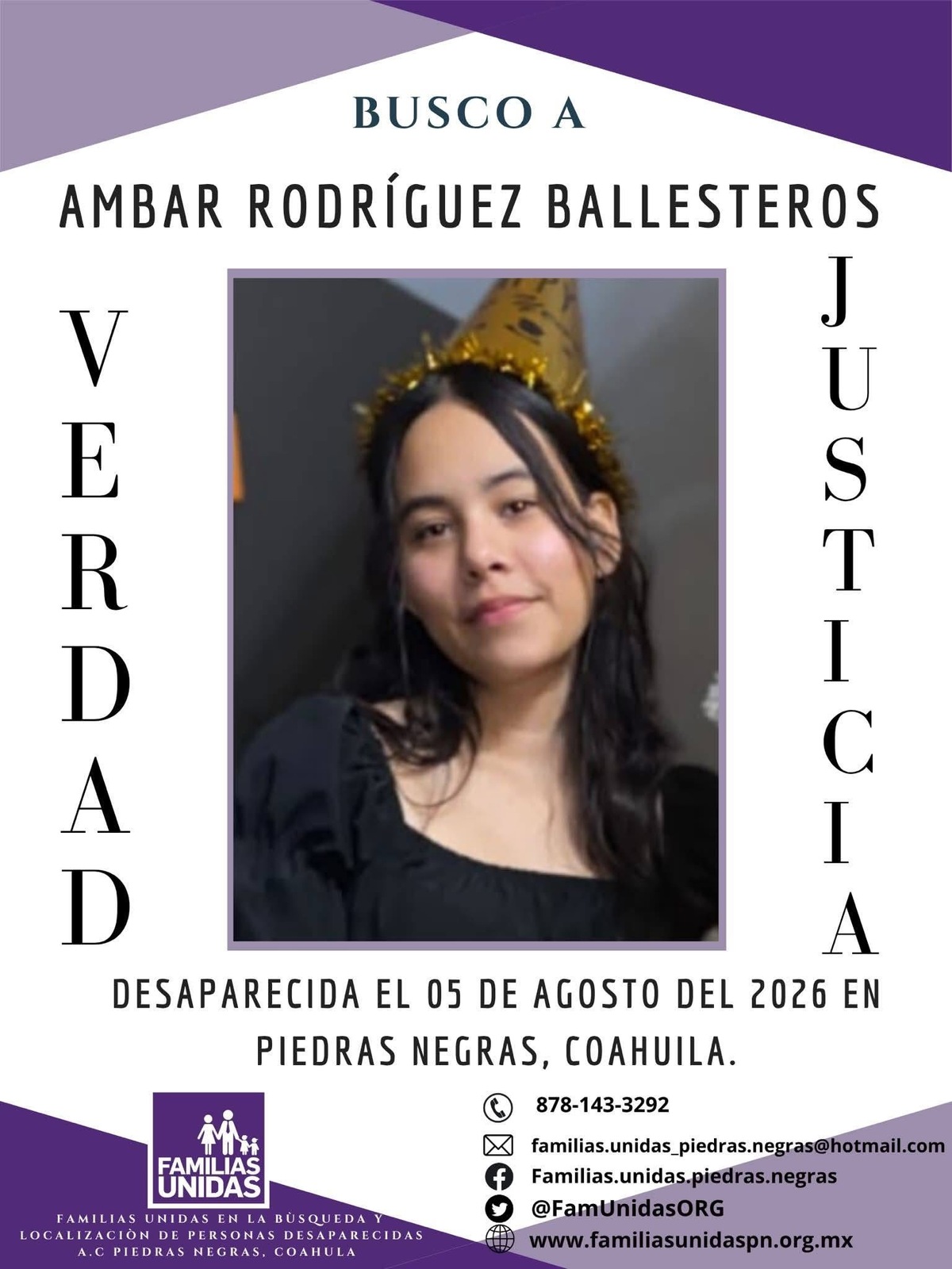 BÚSQUEDA Familiares y autoridades solicitaron el apoyo de la ciudadanía para localizar a Ámbar Rodríguez Ballesteros, quien fue reportada como no localizada luego