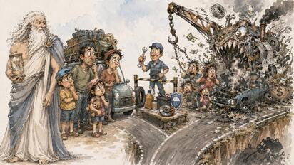 Cronos - Caricatura editorial... Al salir de vacaciones...Más vale revisar
