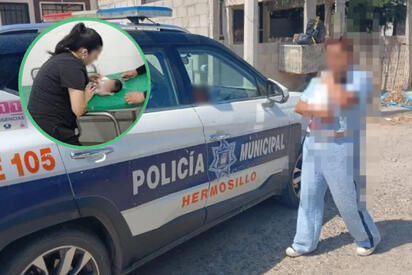 Madre y policías actúan a tiempo y evitan tragedia con bebé