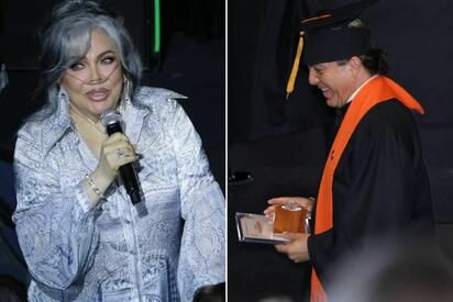 Verónica Castro reaparece con tanque de oxígeno durante la graduación de preparatoria de su hijo Cristian Castro