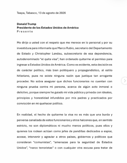 México: Manda carta a Trump