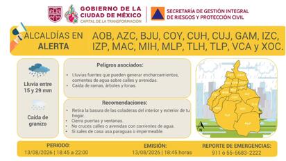 Llueve en la CDMX; activan alerta amarilla