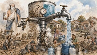 Caricatura editorial... “Agua para unos, sed para otros”